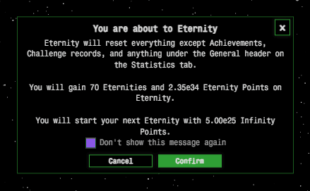 Image of an example Eternity reset modal from AD